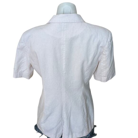 Eudon Choi Pale Pink Linen Blazer Size 8 Career Short Sleeve Boxy Designer $325 - Picture 3 of 6